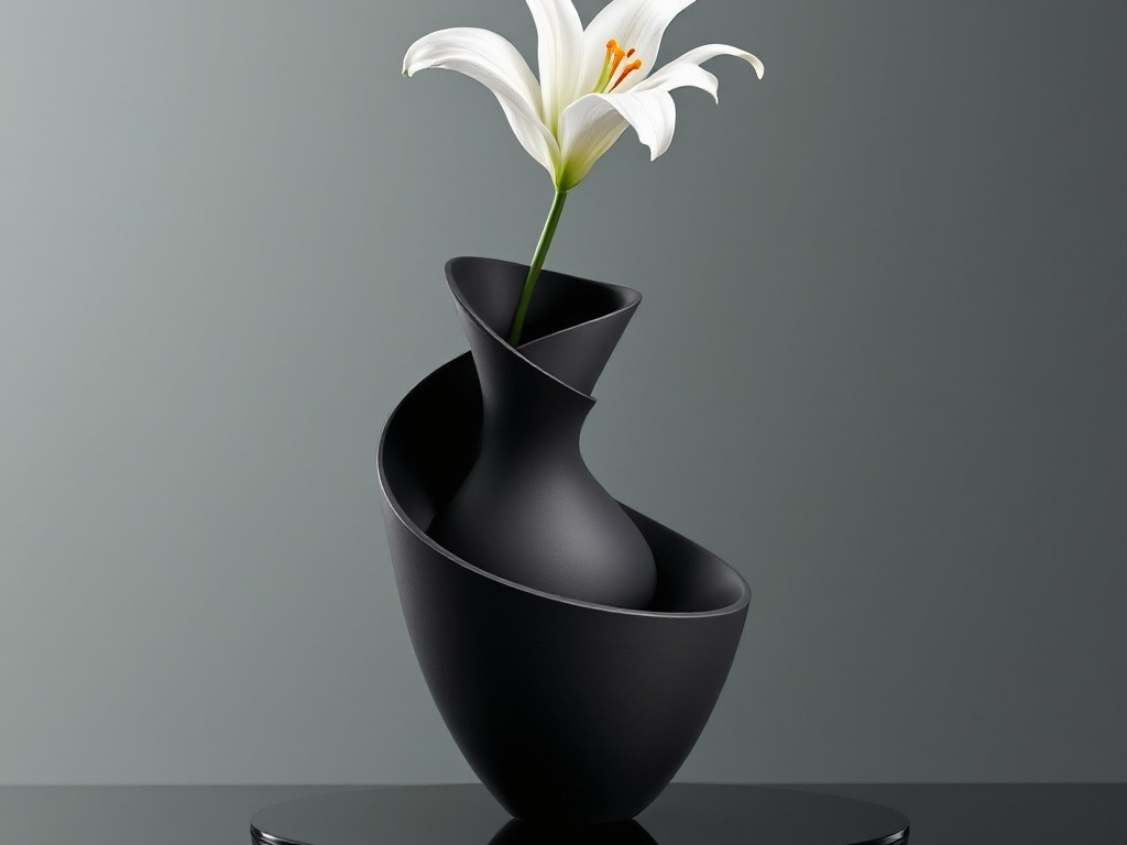 Abstract Black Sculptural Vase for Bold Modern Decor