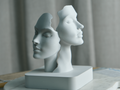 Duality Faces Sculpture – Minimalist Modern Art Decor