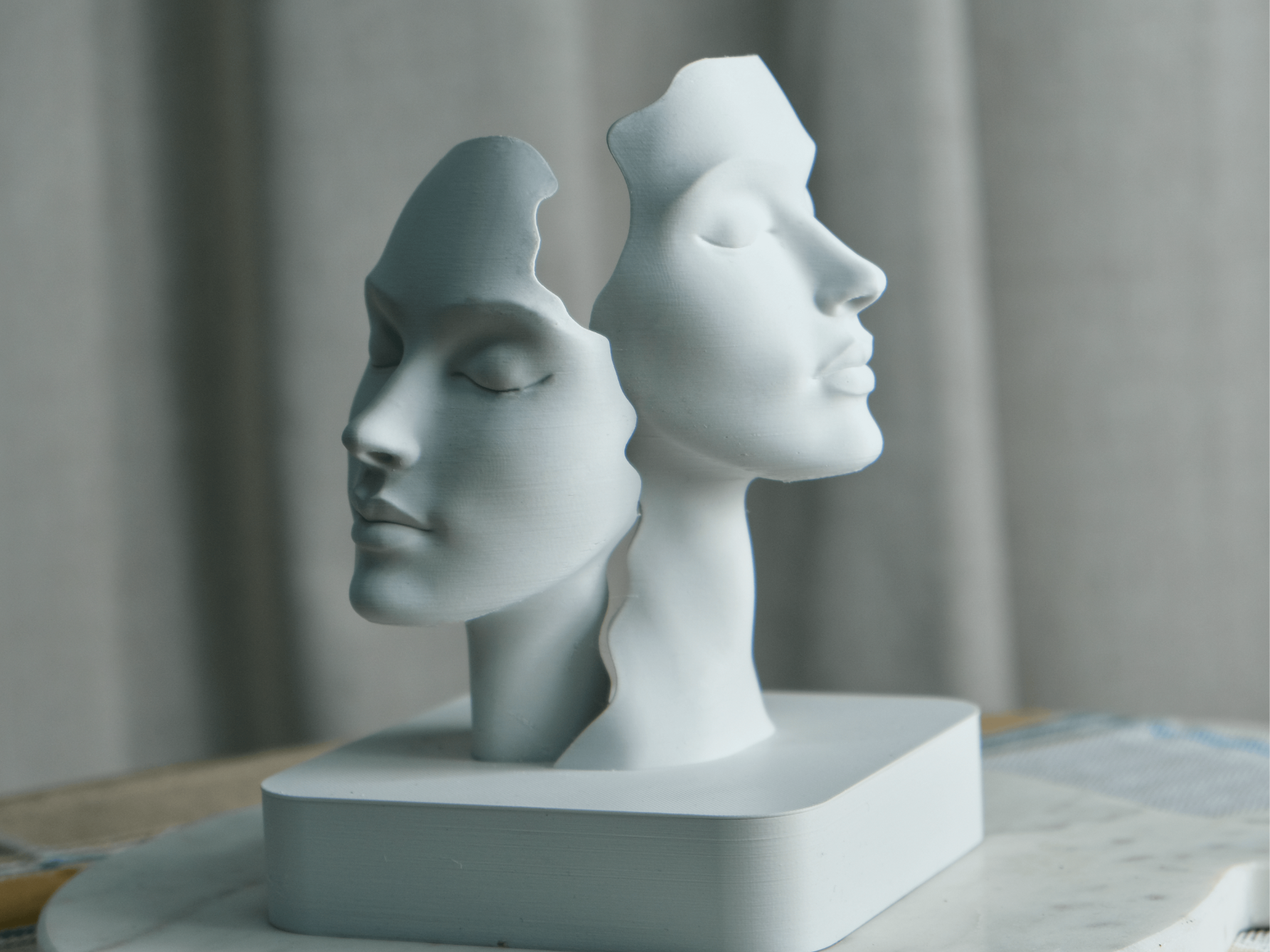 Duality Faces Sculpture – Minimalist Modern Art Decor