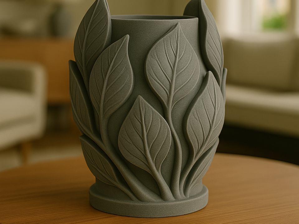 Leaf-Shaped Vase Art Organizer – Green Calm Home Accent