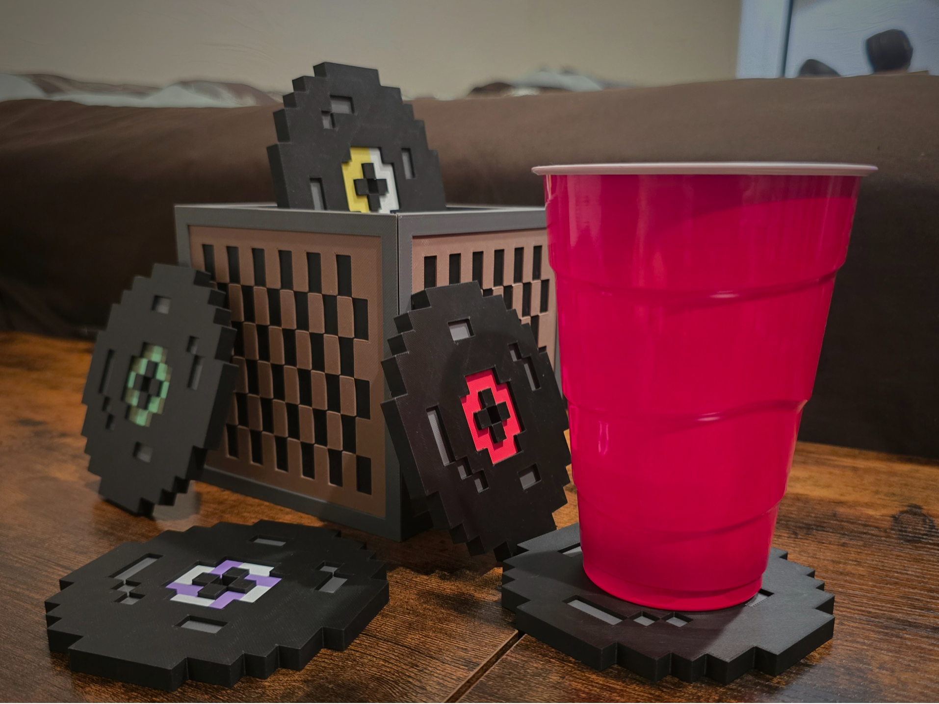 Minecraft Music Disc Coasters – Pixel Gaming Table Decor Set