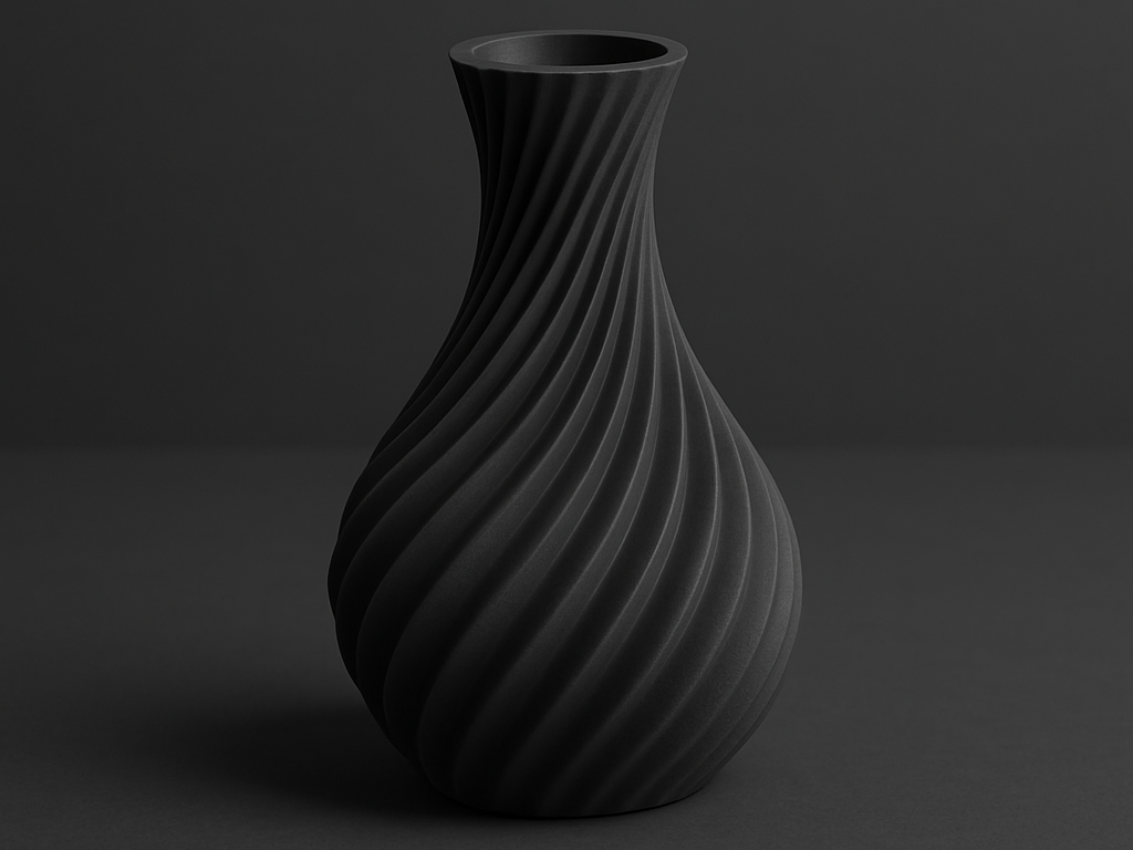 Modern Spiral Black Decorative Vase
