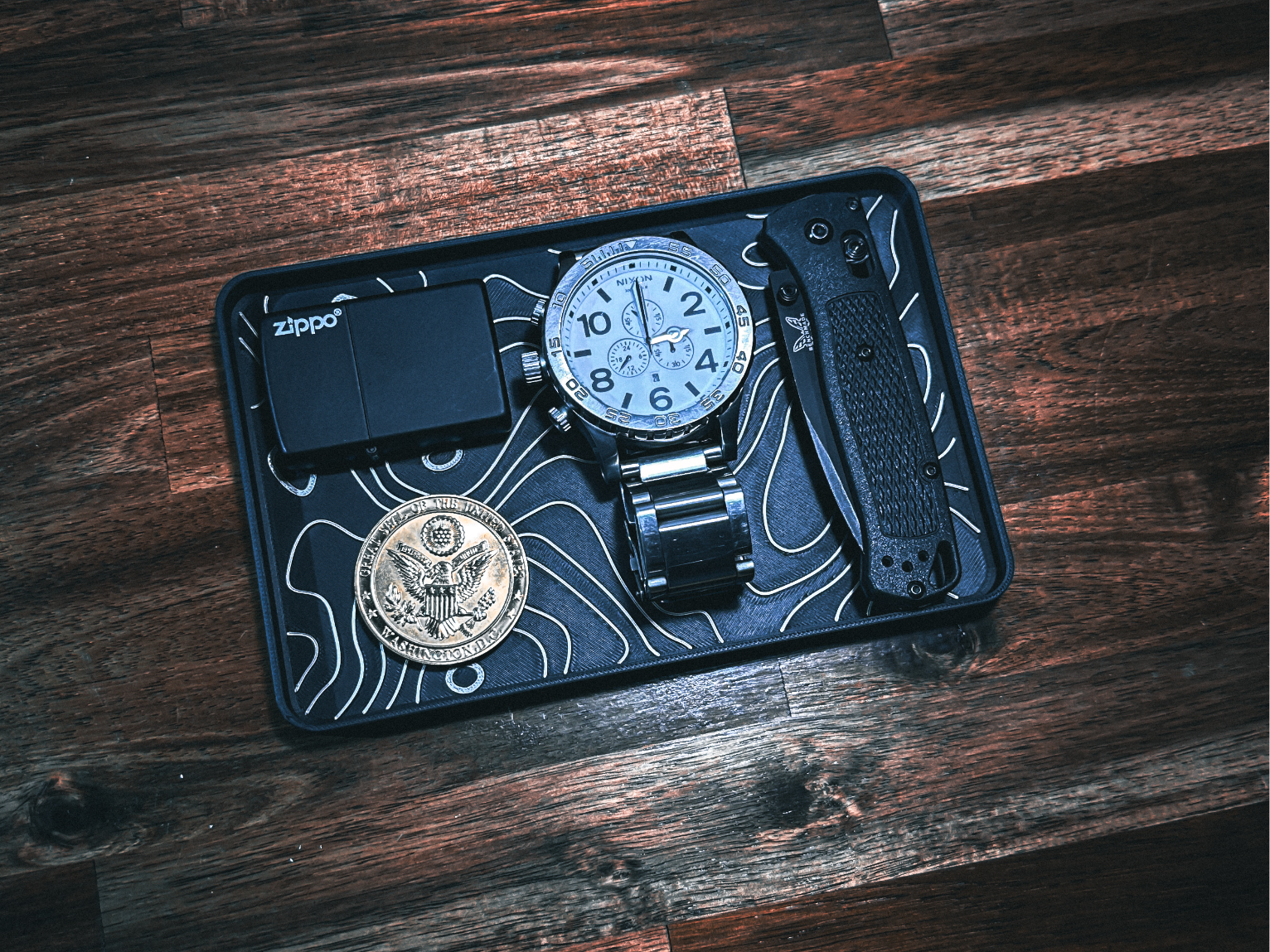 The Ridge EDC Topographic Tray – Minimalist Everyday Carry Organizer