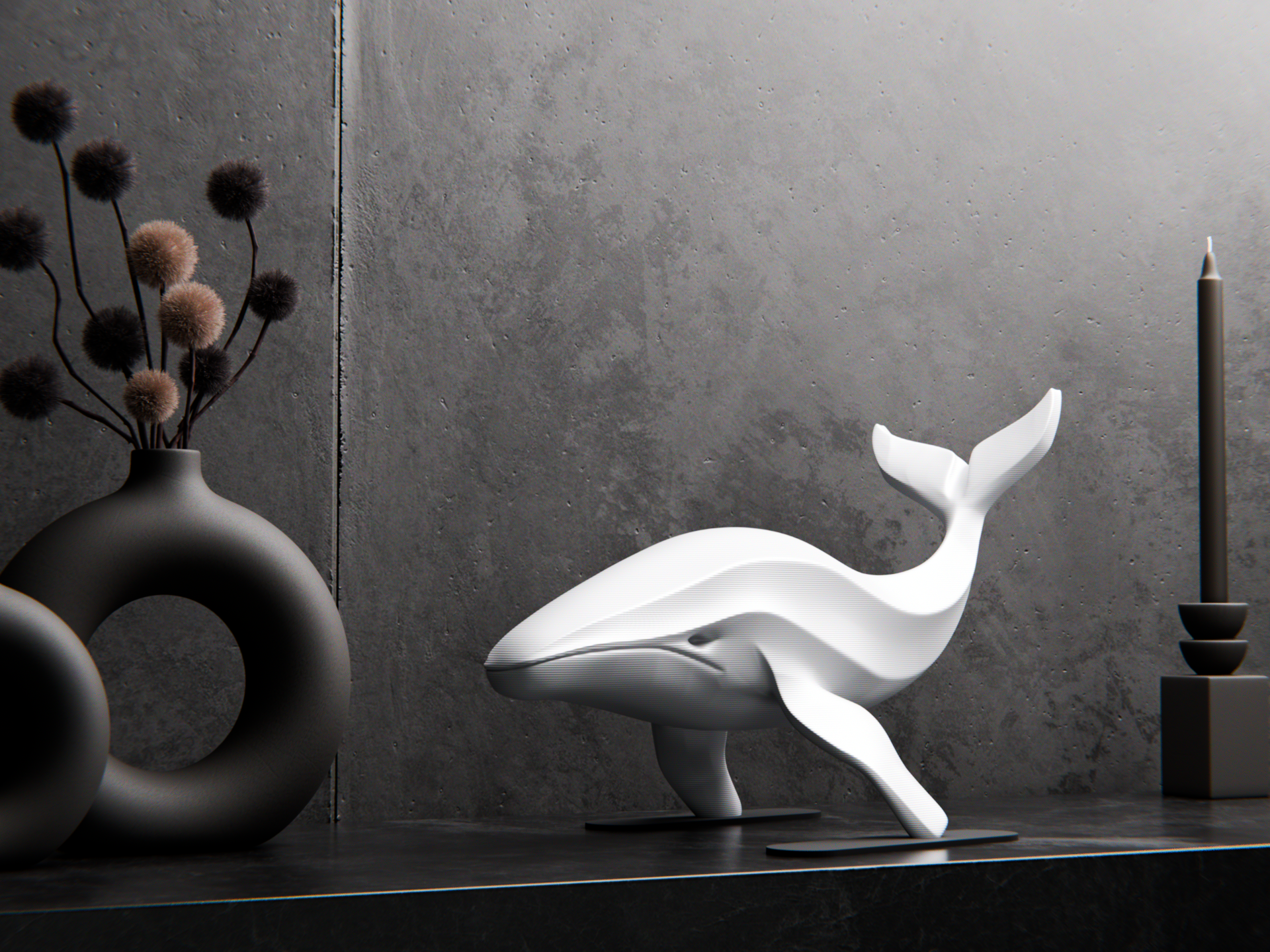 Whale Sculpture – A Minimalist Reflection of Natural Elegance